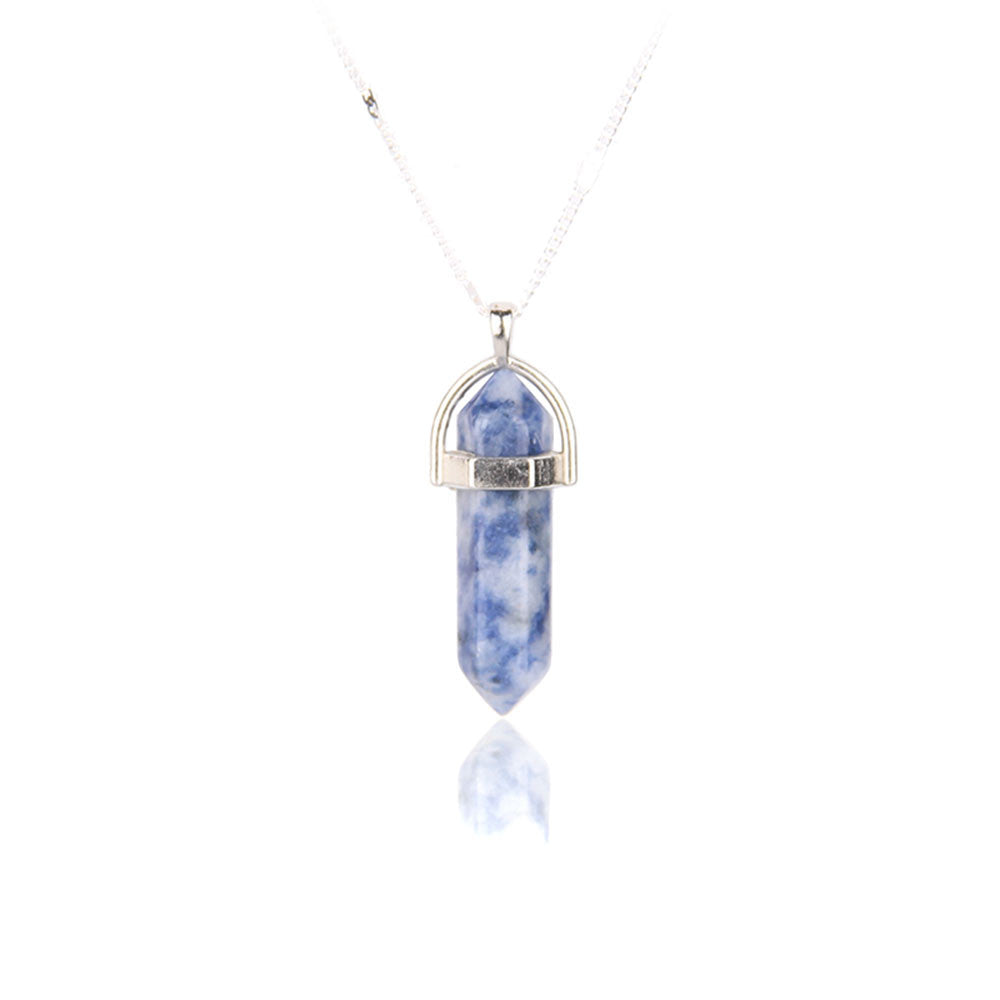 Healing stone suspension crystal necklace