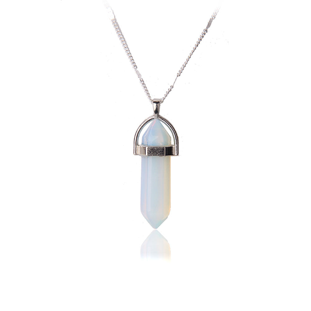 Healing stone suspension crystal necklace