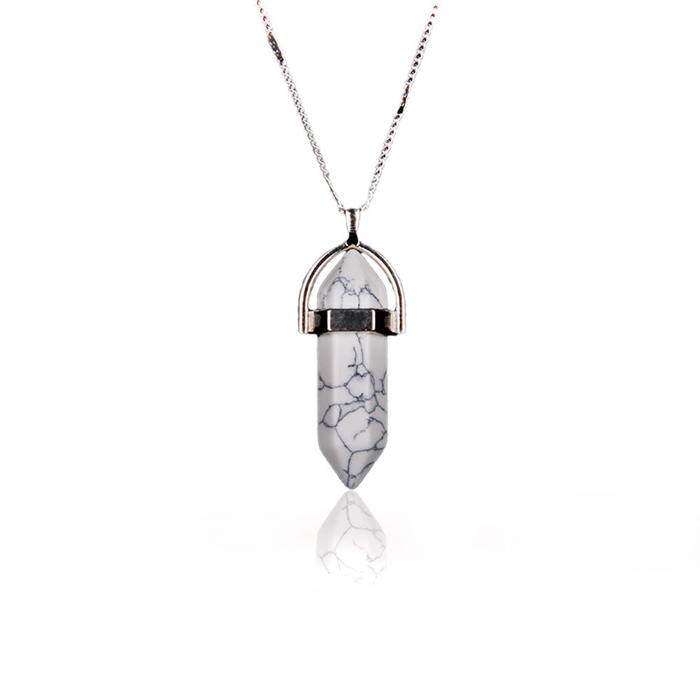 Healing stone suspension crystal necklace