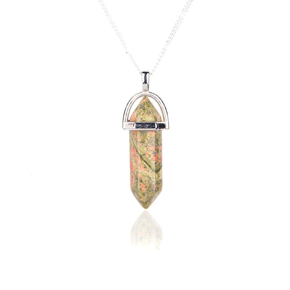 Healing stone suspension crystal necklace