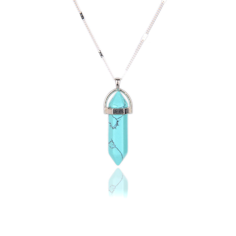 Healing stone suspension crystal necklace
