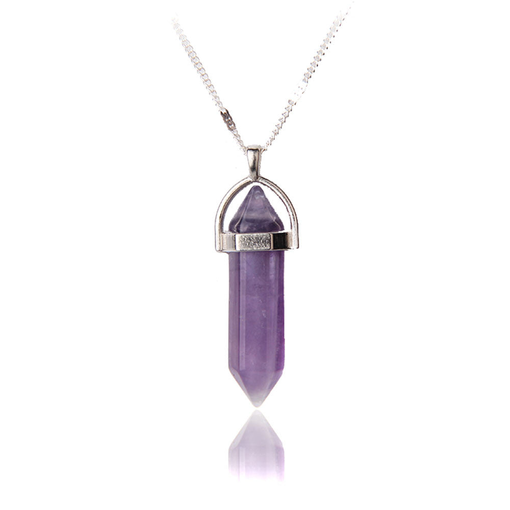 Healing stone suspension crystal necklace