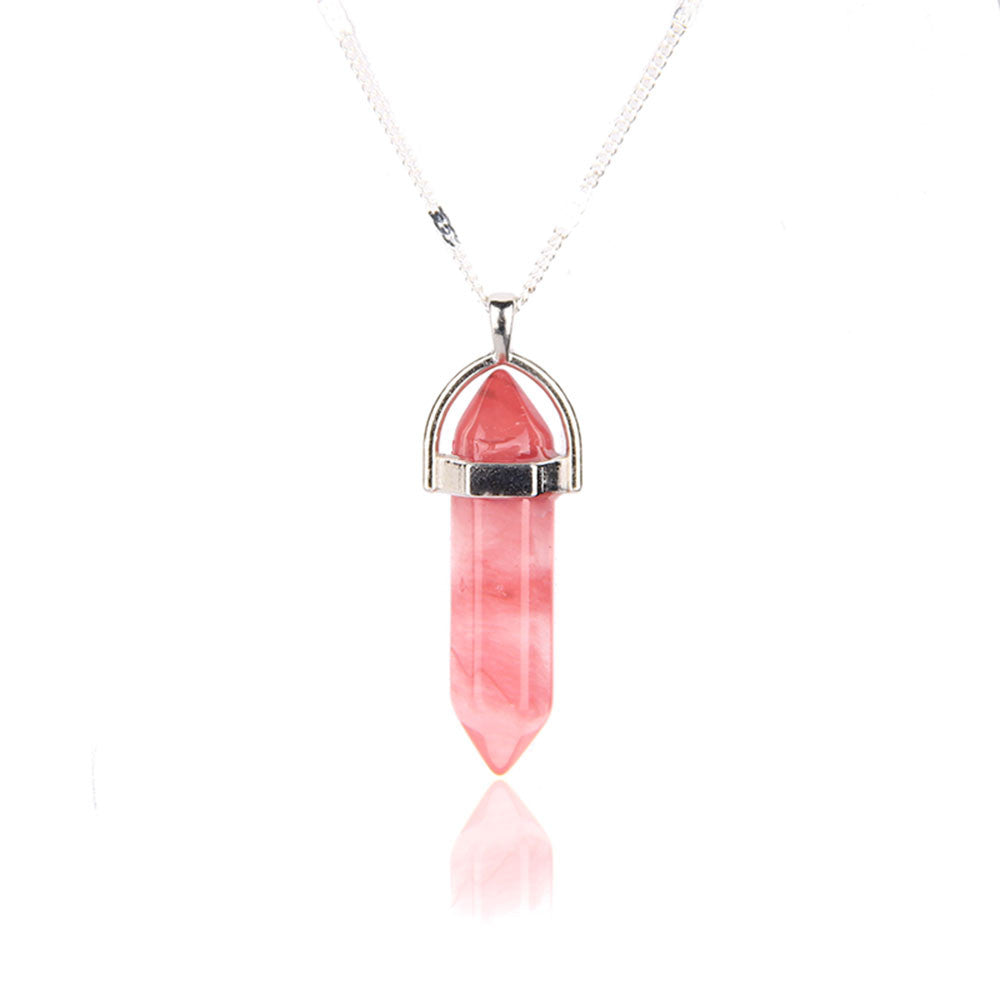 Healing stone suspension crystal necklace