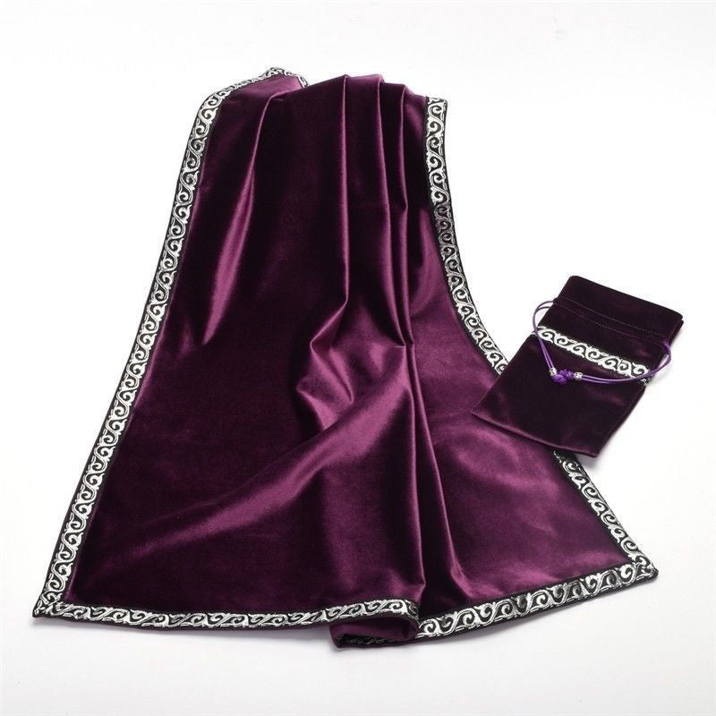 Altar Tarot Cards Bag Party Table Cloth Tablecloth Divination Wicca Velvet Tapestry Vintage Retro Black Purple Blue 904-584
