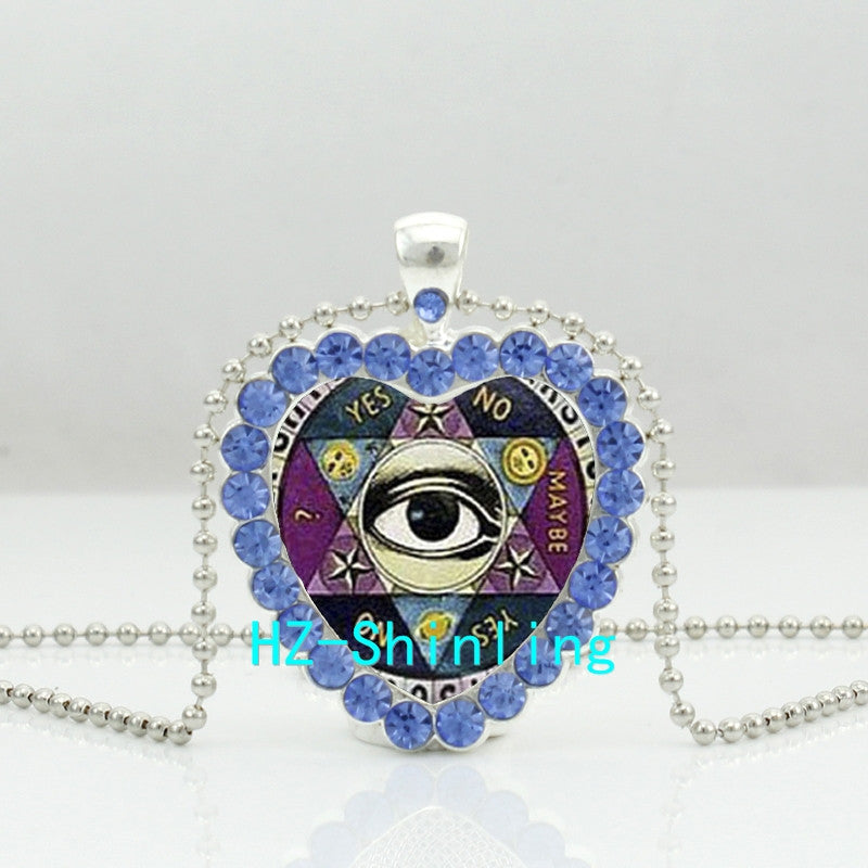 New Tarot Card Heart Necklace Talking Board Crystal Pendant Jewelry Heart Shaped Necklace Ball Chain