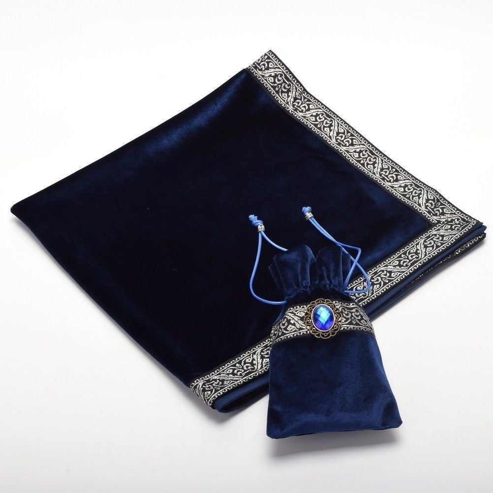 Altar Tarot Cards Bag Table Cloth Tablecloth Divination Wicca Velvet Tapestry Vintage Retro With Gem Black Purple Blue 904-583
