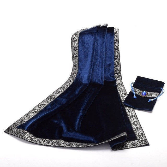 Altar Tarot Cards Bag Table Cloth Tablecloth Divination Wicca Velvet Tapestry Vintage Retro With Gem Black Purple Blue 904-583