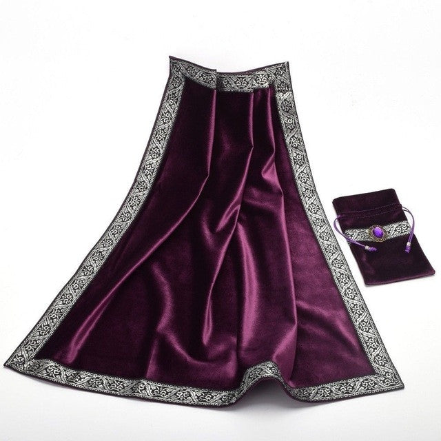 Altar Tarot Cards Bag Table Cloth Tablecloth Divination Wicca Velvet Tapestry Vintage Retro With Gem Black Purple Blue 904-583