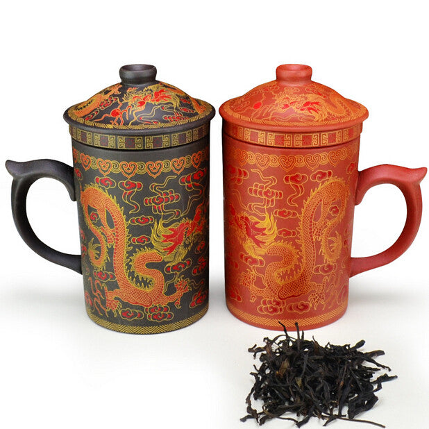 Ceramic tea cup purple clay cup filter liner ceramic cup portable travel gift Chinese traditional kungfu tea set with hat