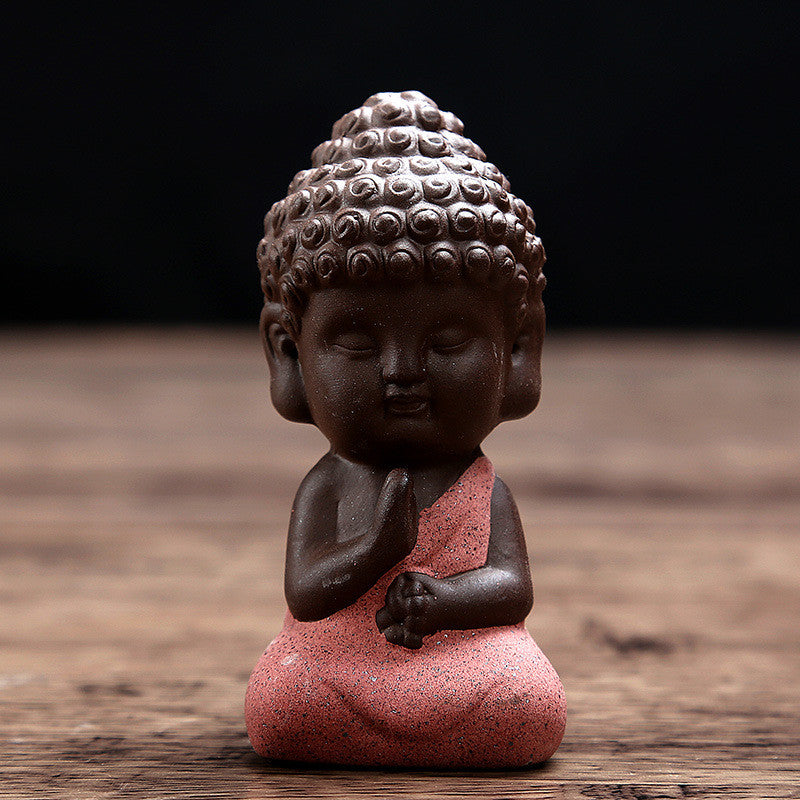 small buddha statue monk figurine tathagata India Yoga Mandala tea pet purple ceramic crafts  decorative ceramic ornaments